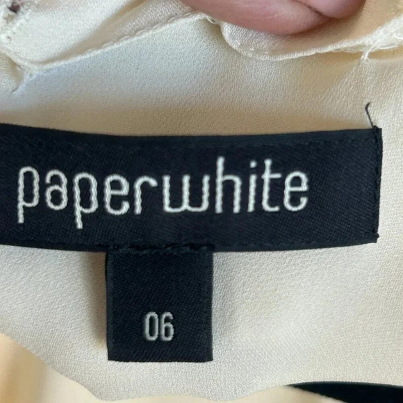 Paper White Ivory Silk Blouse with Removable Tie Bow Size 6 - Picture 2 of 7